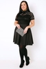 PRASLIN Black Turtle Neck Skater Dress With Lace Bodice & Sweetheart Cutout
