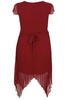 PRASLIN Wine Dress With Pleated Skirt & Tie Waist