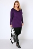 Purple Jersey Top With Cowl Neck