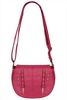 Raspberry Metal Zip Detailed Oval Bag With Body Strap