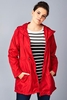 Red Shower Resistant Pocket Parka Jacket With Hood
