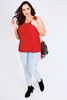 Red Sleeveless Dipped Hem Top With Zip Pocket Detail