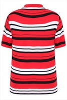 Red,  White & Black Stripe Short Sleeve Polo Shirt
