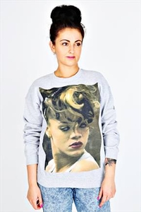 RIHANNA Grey Long Sleeve Loose Fit Jumper