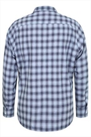 Slate Grey Blue & Navy Checked Long Sleeve Shirt - TALL