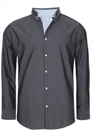 Slate Grey Dark Grey Formal Long Sleeve Shirt - TALL