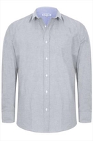 Slate Grey Light Grey Long Sleeved Oxford Shirt - TALL