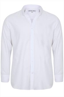 Slate Grey White Formal Long Sleeve Shirt - TALL