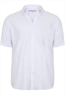 Slate Grey White Formal Short Sleeved Shirt- TALL