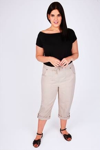 Stone Cool Cotton Roll-Up Crop Trousers With Stud Detail