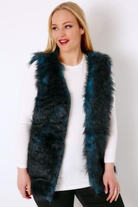 Teal & Black Faux Fur Gilet