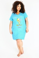 Turquoise Tweetiepie Print Cotton Nightdress