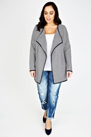 White & Navy Striped Waterfall Front Jacket