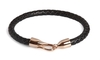 Leather And Rose Gold Finish Hook Bracelet