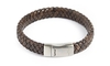 Medium Woven Leather And Steel Brown Bracelet