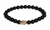 Onyx Bead And Rose Gold Finish Skull Bracelet