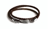 Wing wrap leather bracelet stainless and brown