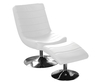 Hemsby White Faux Leather Swivel Chair and Footstool
