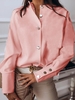 Stylewe Long Sleeve 1 Black Pink White Women Blouses And Shirts Stand Collar Casual Polyester Plain Blouses And Shirts