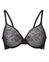 Glossies Lace Sheer Bra - Black