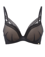 Sheer Seduction Padded Plunge - Black