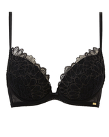 Swirl Padded Plunge Bra - Black