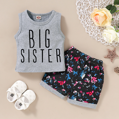 Letter Print Tank and Allover
Shorts Set
