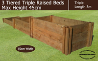 45cm High 3 Tiered Triple Raised Beds - Blackdown Range - 50cm Wide