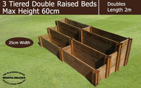 60cm High 3 Tiered Double Raised Beds - Blackdown Range - 50cm Wide