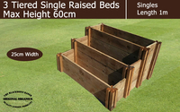 60cm High 3 Tiered Single Raised Beds - Blackdown Range - 50cm Wide