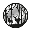 Black Metal Round Forest with Stag Silhouette Mirror