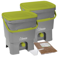 Bokashi Organko Compost Bin Set (2 x 16L) Grey-Lime with 2kg Bokashi Bran