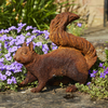 Cast Iron Foraging Squirrel Statue - Rust