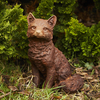 Cast Iron Sitting Fox Statue - Rust