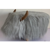 Georgette The Highland Cow Grey Synthetic Fur Footstool