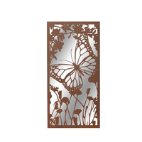 Portrait Rusted Metal Butterfly Garden Mirror