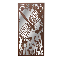 Portrait Rusted Metal Dragonfly Silhouette Mirror