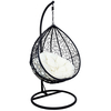 Rattan Hanging Swing Chair Black with Cream Cushion