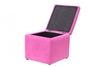 Square Pink Velvet Footstool With Storage Lid