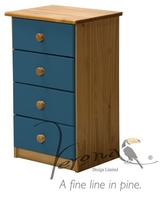 4 Drawer Bedside Table With Blue Details