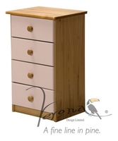 4 Drawer Bedside Table With Pink Details