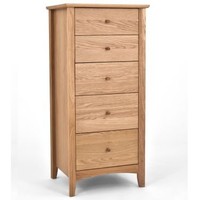 Alba Oak 5 Drawer Tall Chest