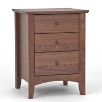Alba Walnut 3 Drawer Nightstand