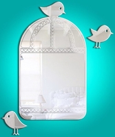 Birdcage etched acrylic mirror 30 x 17cm