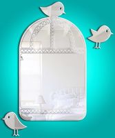 Birdcage etched acrylic mirror 60 x 34cm