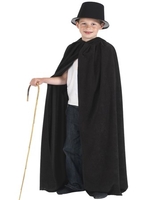 Black Cloak With Hood Costume For Kids