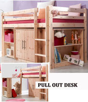 Cabin Bed with Cabinet and Desk