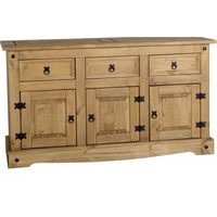 Corona 3 Door 3 Drawer Sideboard in Distressed Wax