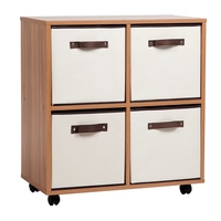 Cube Storage Trolley Reversible Drawers Walnut