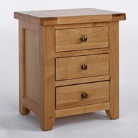 Devon Oak 3 Drawer Bedside